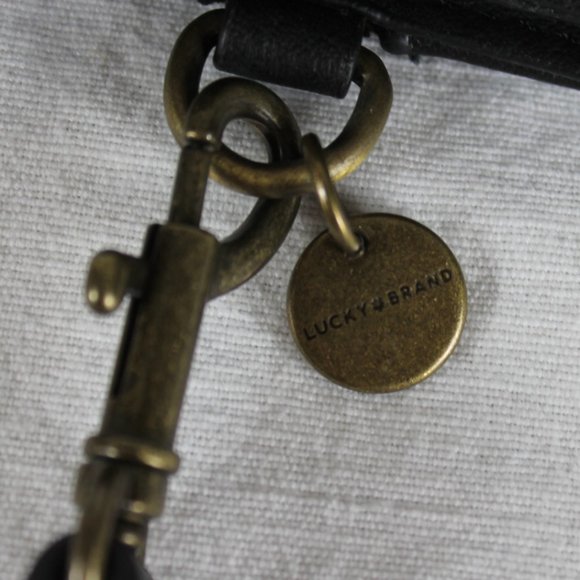 Lucky Brand Crossbody Black with Tan Leather Purse Horsehair Cheetah Print Strap - Picture 6 of 15